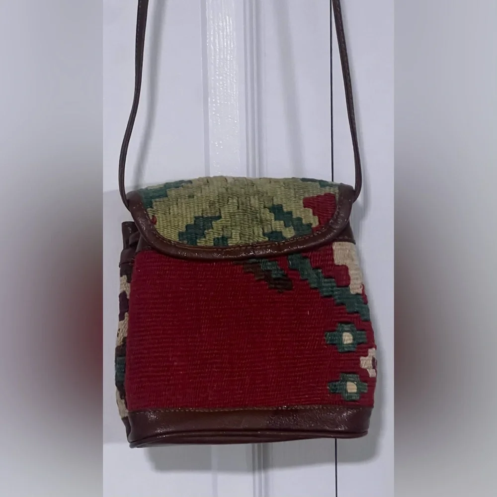 Kilim Vintage Tapestry & Leather Crossbody Bag